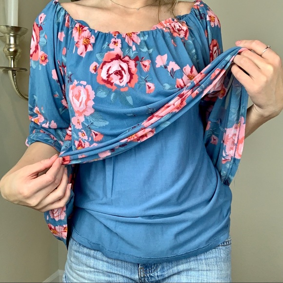 Democracy Floral Cold Shoulder Top - Picture 6 of 7